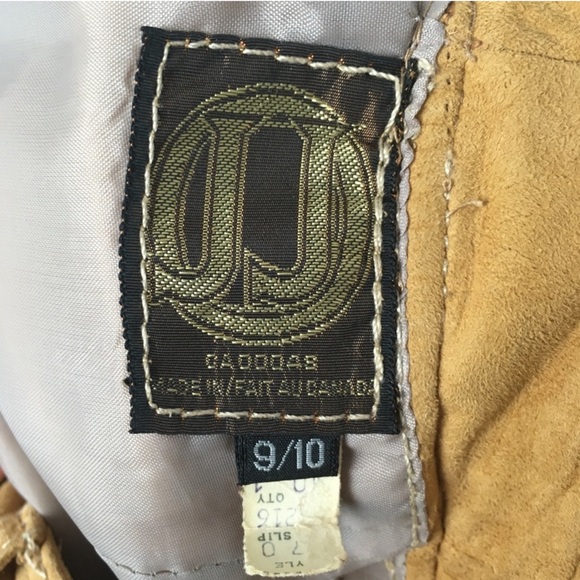 VINTAGE Tan Camel Suede A Line High Waist Midi Skirt XS - Picture 5 of 6